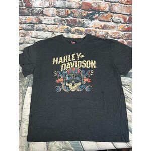 Harley-Davidson Mens XXL T-Shirt Charcoal Skull Ride Free Wisconsin Oconomowoc